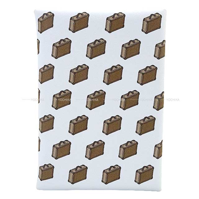 HERMES card holder Calvi Duo valises trunk pattern Blue brume Veau Swift Silver HW Stamp K[BRAND NEW][Authentic]