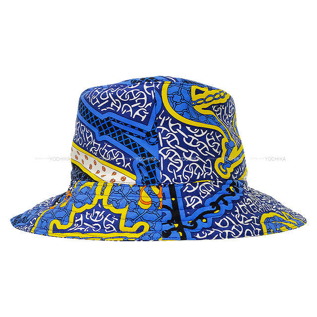 HERMES hat Bucket Ilaria Mors et Gourmettes Sale Item #57 Blue Silk100%[EXCELLENT][Authentic]