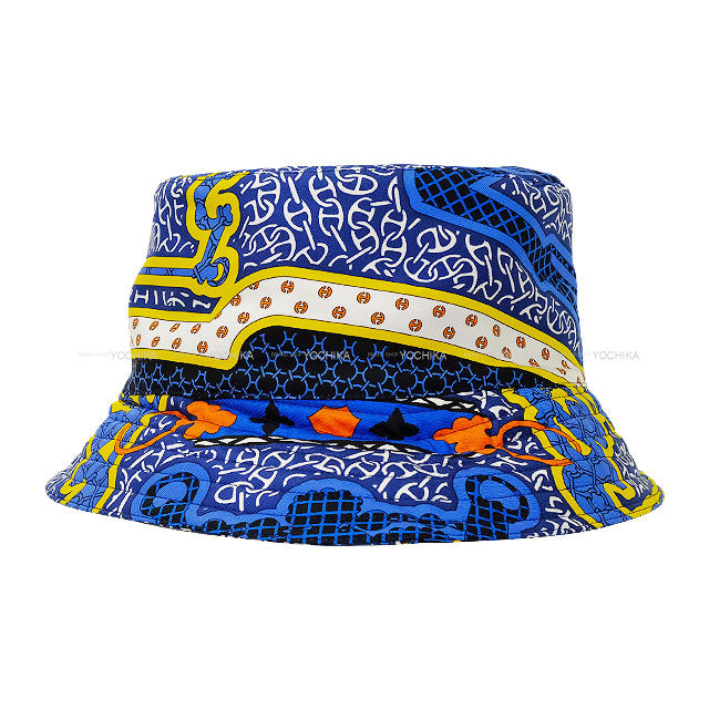 HERMES hat Bucket Ilaria Mors et Gourmettes Sale Item #57 Blue Silk100%[EXCELLENT][Authentic]