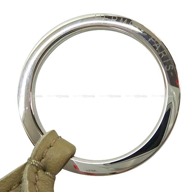 HERMES key ring Carmen Unodos Craie/Beige Marfa Agneau Milo Silver HW[EXCELLENT][Authentic]