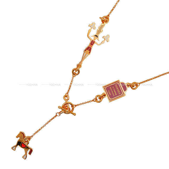 HERMES necklace Grand Parade of the Knights Faubourg Lacquer/Rose Gold Plated[EXCELLENT][Authentic]