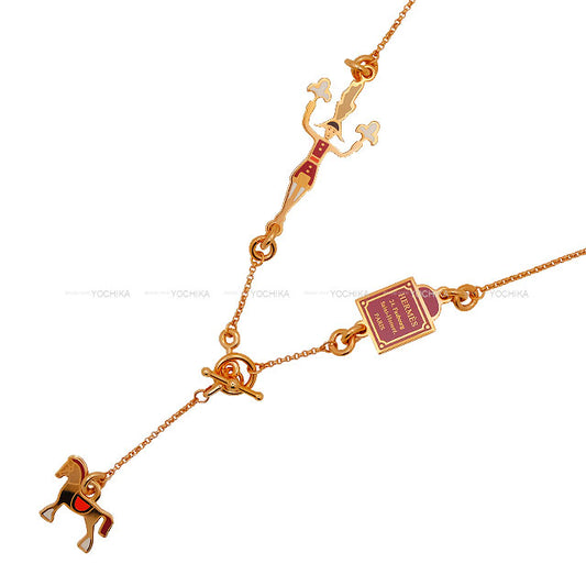 HERMES necklace Grand Parade of the Knights Faubourg Lacquer/Rose Gold Plated[EXCELLENT][Authentic]