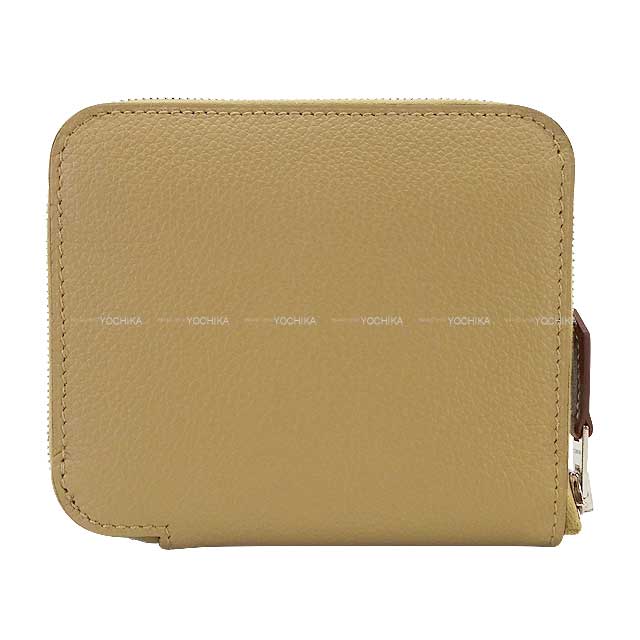 HERMES Bi-fold wallet Azap Silk'in Compact Morning Walk Poussiere/Gris Platine/Jaune Milton Evercolor/Silk100%/Veau Barenia Silver HW Stamp K[BRAND NEW][Authentic]