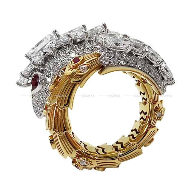 2024Limited BVLGARI ring Serpenti Doragoni Gold/Silver K18/K18WG/Diamond/Ruby #48[EXCELLENT][Authentic]