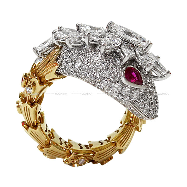 2024Limited BVLGARI ring Serpenti Doragoni Gold/Silver K18/K18WG/Diamond/Ruby #48[EXCELLENT][Authentic]