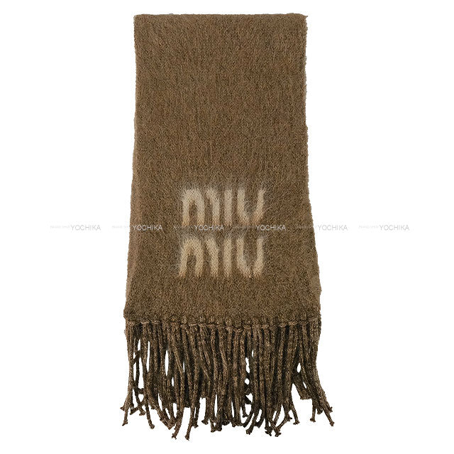 Miu Miu muffler Wool/Mohair Scarf Tobacco Wool/Mohair/Polyamide 5FS062[EXCELLENT][Authentic]