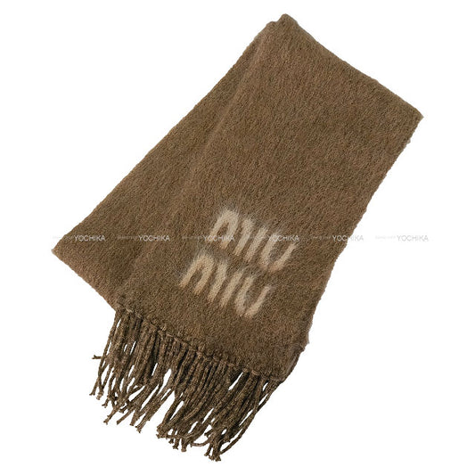 Miu Miu muffler Wool/Mohair ScarfTobacco Wool Mohair/Polyamide 5FS062[EXCELLENT][Authentic]