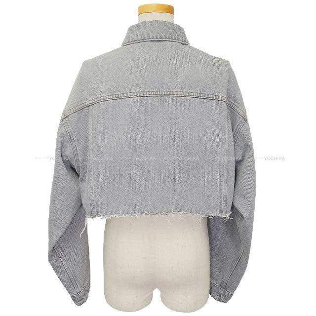 2023AW Miu Miu Denim jacket Blouson Cropped Grey Cotton #40 Silver HW GWB148[EXCELLENT][Authentic]