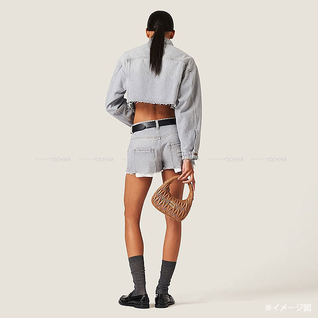 2023AW Miu Miu Denim jacket Blouson Cropped Grey Cotton #40 Silver HW GWB148[EXCELLENT][Authentic]