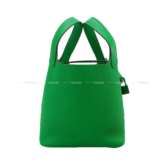 [Pre-loved] HERMES Handbag Picotin Lock 18 PM Monochrome SO GREEN Bambou Taurillon Clemence Mat Green HW Stamp Z[LIKE NEW][Authentic]