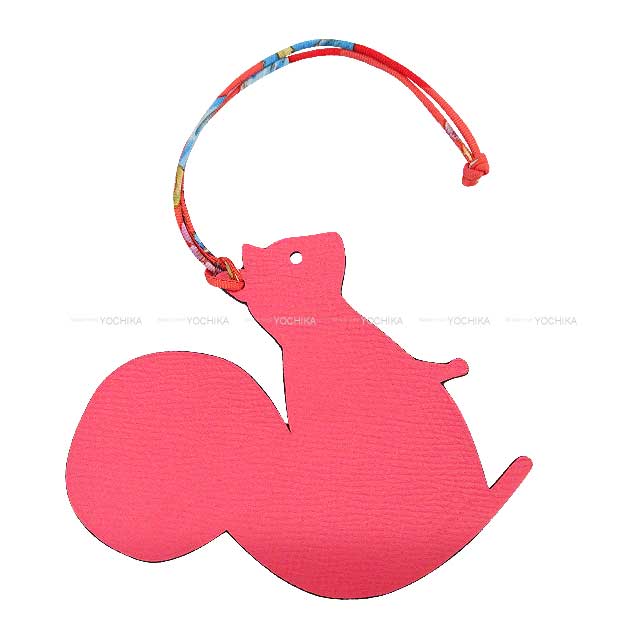HERMES bag charm Petit H squirrel Bleu Saint Cyr/Rose Lipstick Veau Togo/Veau Epsom[EXCELLENT][Authentic]