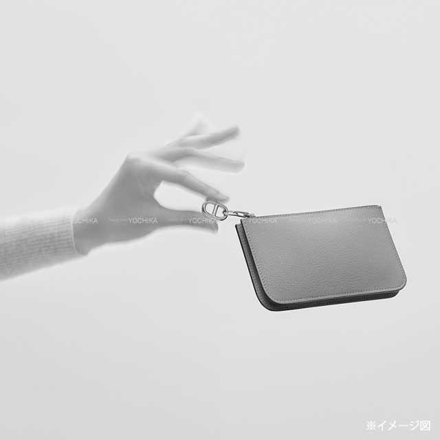 HERMES card holder Zip-Ango Compact Chaine d Angle Gold Evercolor Silver HW Stamp W[EXCELLENT][Authentic]