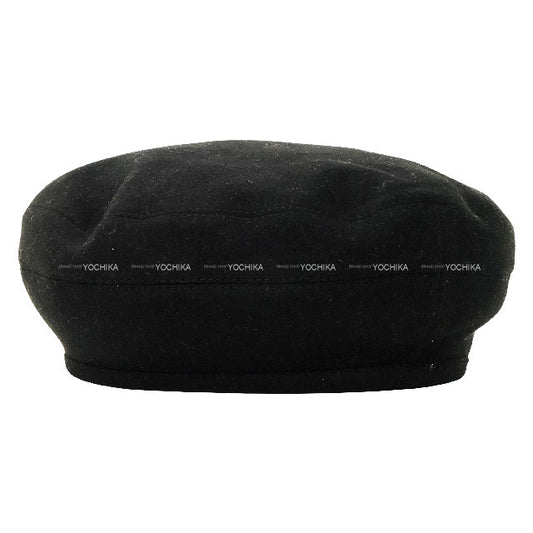HERMES beret SAINT HONORE Clou de Selle Charboncine #59 Noir (Black) Cashmere[EXCELLENT][Authentic]