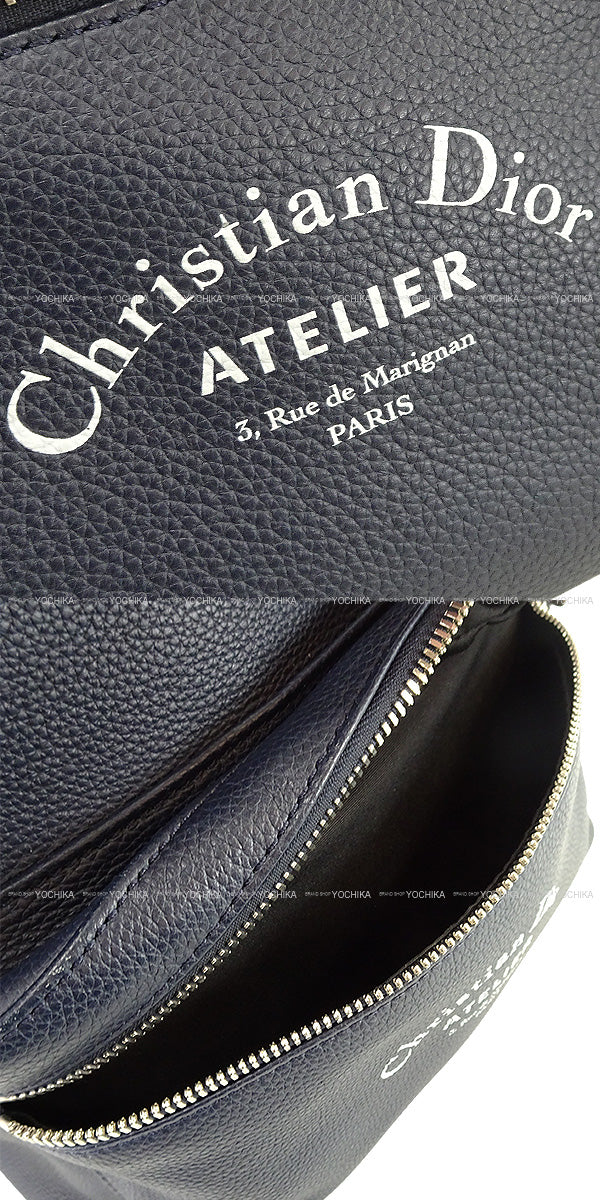 [Pre-loved] 2018SS DIOR HOMME Backpack/daypack/Ruck sack ATELIER Bag Charm BEE SET Navy Blue Graind Calf Silver HW IATBA071XXX/H00E[LIKE NEW][Authentic]