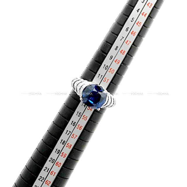 BVLGARI ring Cushion cut Madagascar Pave Diamond Blue K18WG/Blue Sapphire 7.07ct/Diamond 0.82ct #53[EXCELLENT][Authentic]