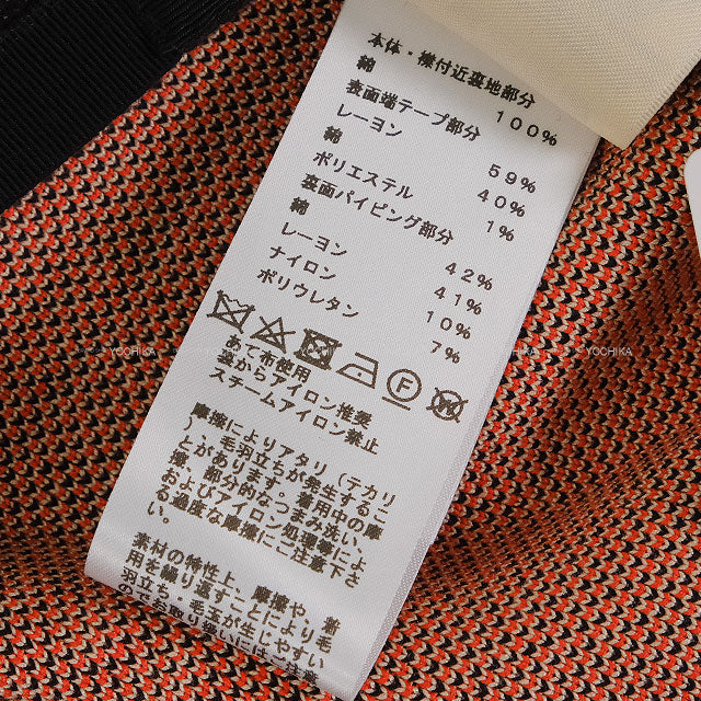 HERMES One‐piece dress Sleeveless Dress Tartan Check Orange/Noir (Black)/Blanc (White) Cotton100% #40 Silver HW[EXCELLENT][Authentic]