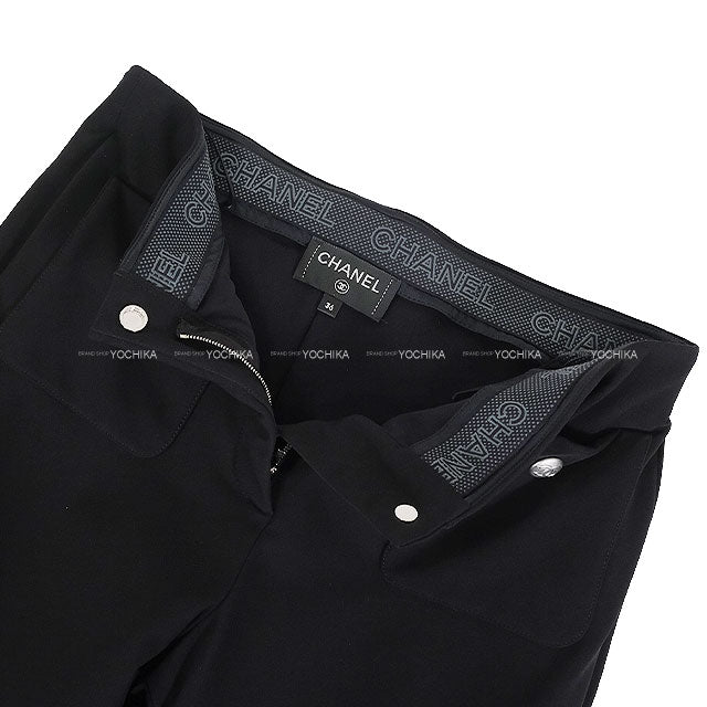 2021SS Pret-a-Porter Collection CHANEL Pants Ski Leggings COCO Mark Noir (Black) Nylon/Polyurethane/Polyester #36[EXCELLENT][Authentic]