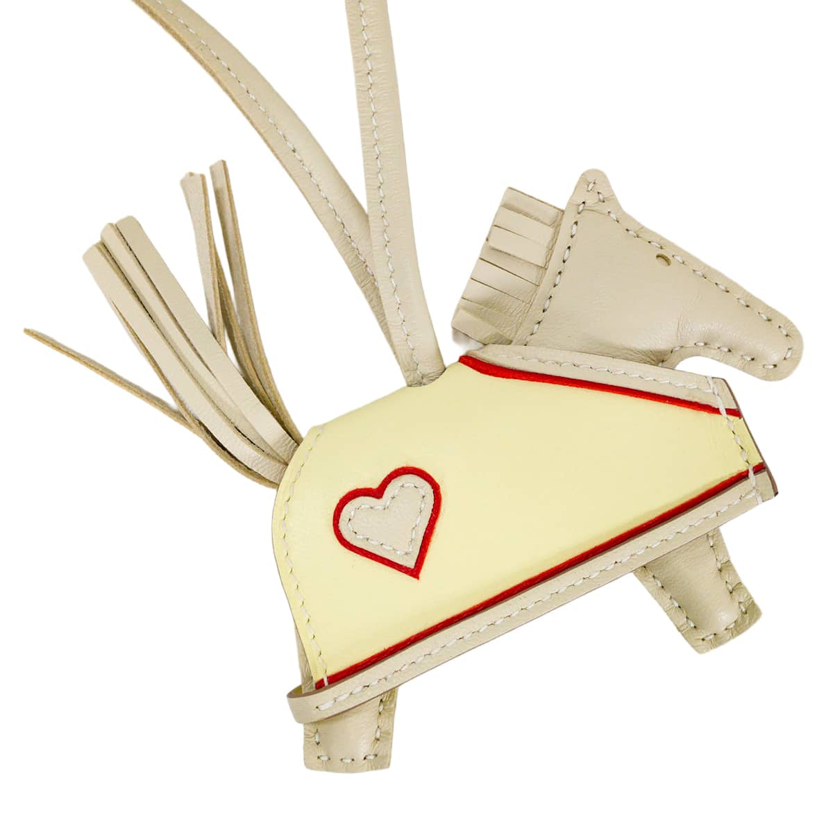 HERMES bag charm Rodeo Robeo Coeur PM Craie/Jaune Milton/Rouge Radieux Agneau Milo Stamp K[BRAND NEW][Authentic]
