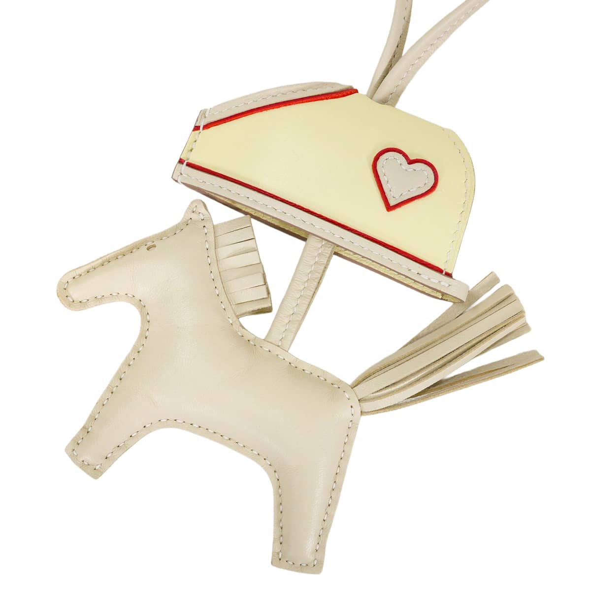 HERMES bag charm Rodeo Robeo Coeur PM Craie/Jaune Milton/Rouge Radieux Agneau Milo Stamp K[BRAND NEW][Authentic]