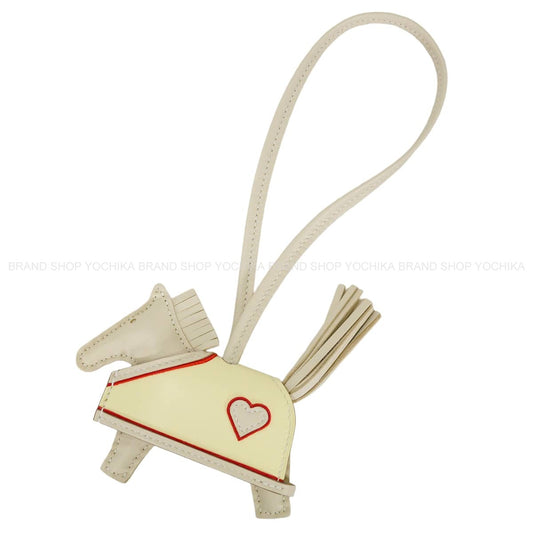 HERMES bag charm Rodeo Robeo Coeur PM Craie/Jaune Milton/Rouge Radieux Agneau Milo Stamp K[BRAND NEW][Authentic]