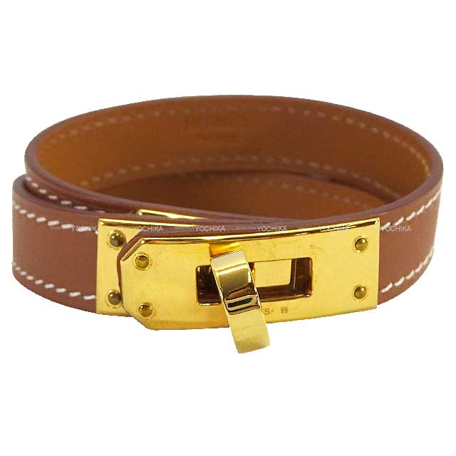 [Pre-loved] HERMES bracelet Kelly Double Tour #T2 Gold Veau Swift Gold HW Stamp B[LIKE NEW][Authentic]
