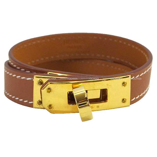 [Pre-loved] HERMES bracelet Kelly Double Tour #T2 Gold Veau Swift Gold HW Stamp B[LIKE NEW][Authentic]