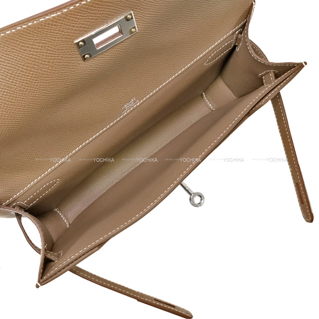 HERMES Clutch bag Kelly Depeche 25 Clutch Etoupe Veau Epsom Silver HW Stamp K[EXCELLENT][Authentic]