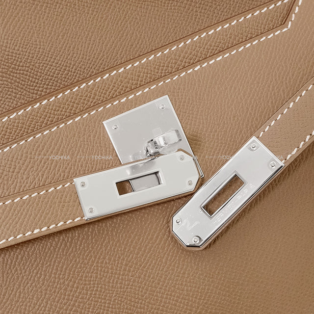 HERMES Clutch bag Kelly Depeche 25 Clutch Etoupe Veau Epsom Silver HW Stamp K[EXCELLENT][Authentic]