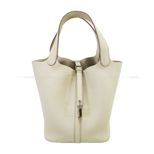 HERMES Handbag Picotin Lock 22 MM Beton Taurillon Clemence Silver HW Stamp W[ALMOST NEW][Authentic]