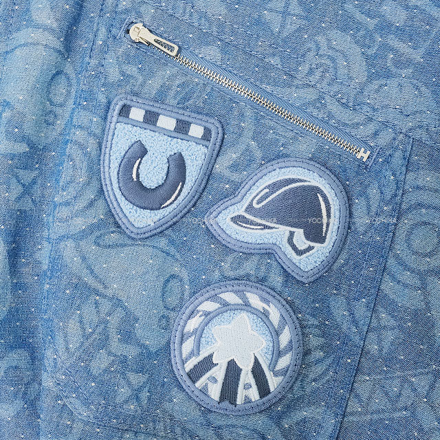 HERMES One‐piece dress Dress Shirt Coat Candy Libres Print Blue Denim Cotton/Linen #38 Silver HW[BRAND NEW][Authentic]