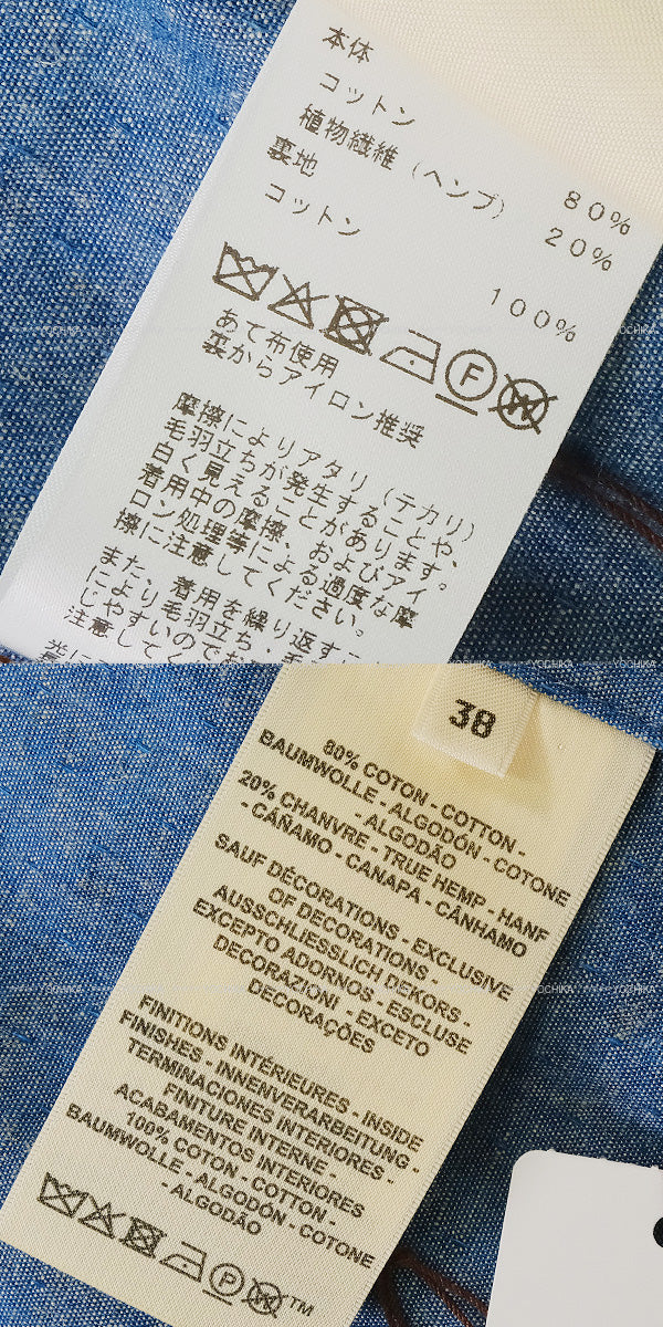 HERMES One‐piece dress Dress Shirt Coat Candy Libres Print Blue Denim Cotton/Linen #38 Silver HW[BRAND NEW][Authentic]