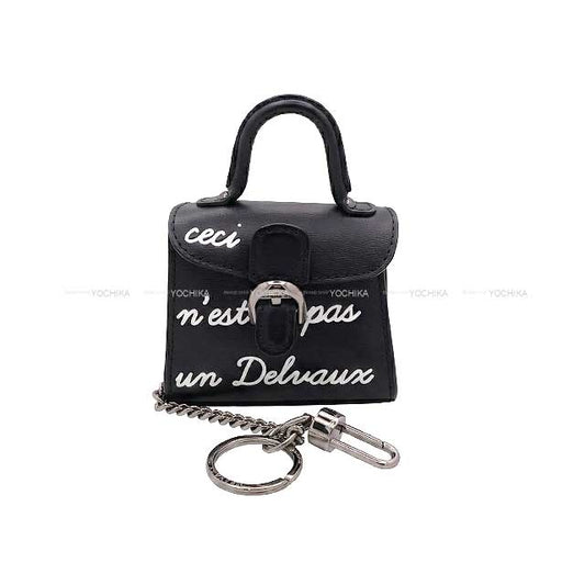 [Pre-loved] Delvaux bag charm Brillant mini Le Rumour Noir (Black)/Blanc (White) Calf Leather Silver HW[LIKE NEW][Authentic]