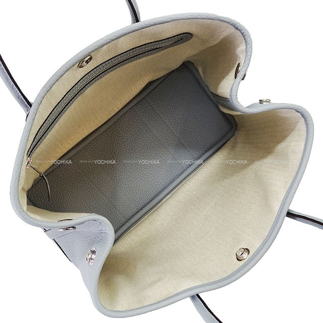 HERMES tote bag Garden Party 30 TPM All Leather Gris Pantin Veau Negonda Silver HW Stamp K[BRAND NEW][Authentic]
