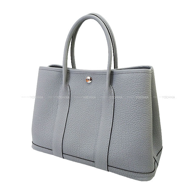 HERMES tote bag Garden Party 30 TPM All Leather Gris Pantin Veau Negonda Silver HW Stamp K[BRAND NEW][Authentic]