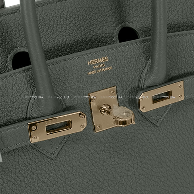 HERMES Handbag Birkin25 Edge Green Vert Mangrove Veau Togo Champagne Gold HW Stamp K[BRAND NEW][Authentic]