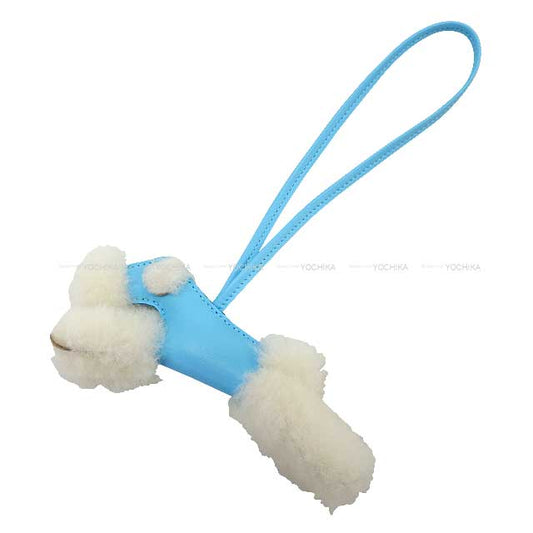 HERMES bag charm Buddy Dog Celeste Agneau Milo/Mouton Stamp K[BRAND NEW][Authentic]