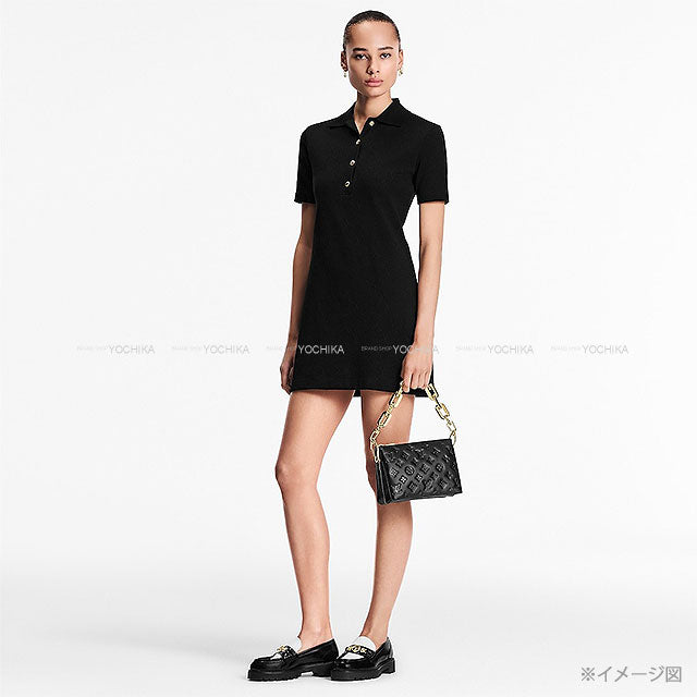 [Pre-loved] 2024AW LOUIS VUITTON One‐piece dress Monogram Pique Polo Dress Noir (Black) Cotton/Nylon/Polyurethane #XXL Gold HW 1AHURG[LIKE NEW][Authentic]