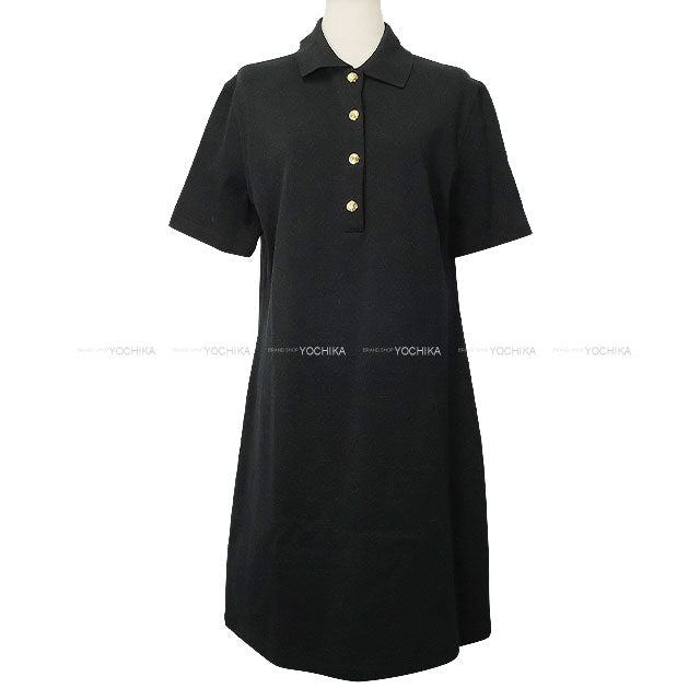 [Pre-loved] 2024AW LOUIS VUITTON One‐piece dress Monogram Pique Polo Dress Noir (Black) Cotton/Nylon/Polyurethane #XXL Gold HW 1AHURG[LIKE NEW][Authentic]
