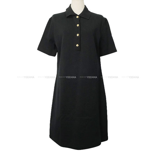 [Pre-loved] 2024AW LOUIS VUITTON One‐piece dress Monogram Pique Polo Dress Noir (Black) Cotton/Nylon/Polyurethane #XXL Gold HW 1AHURG[LIKE NEW][Authentic]