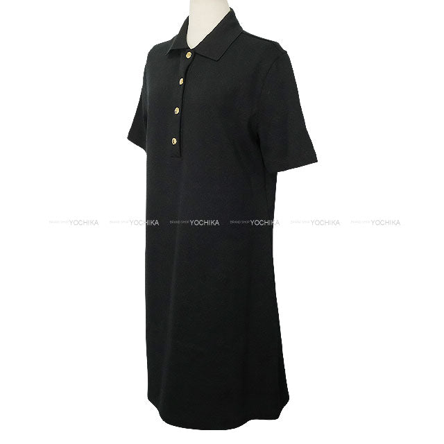[Pre-loved] 2024AW LOUIS VUITTON One‐piece dress Monogram Pique Polo Dress Noir (Black) Cotton/Nylon/Polyurethane #XXL Gold HW 1AHURG[LIKE NEW][Authentic]