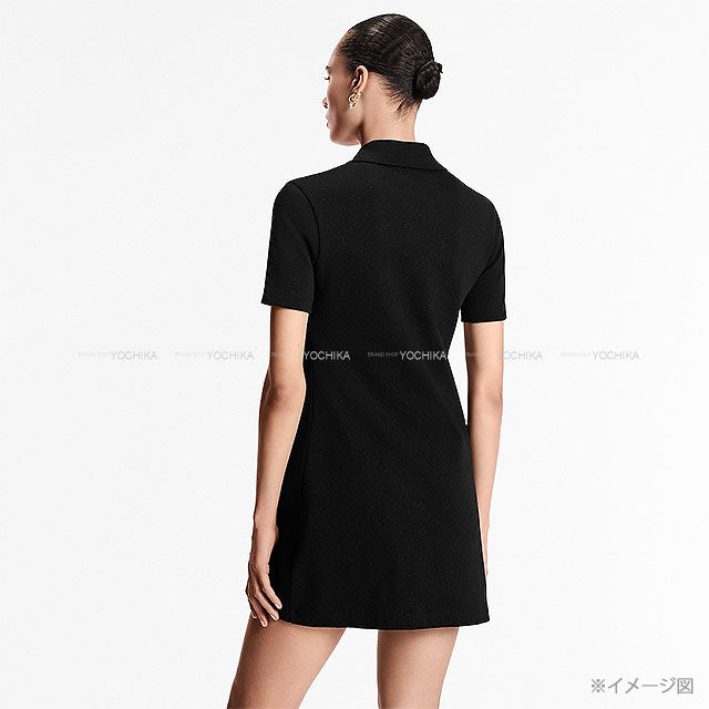 [Pre-loved] 2024AW LOUIS VUITTON One‐piece dress Monogram Pique Polo Dress Noir (Black) Cotton/Nylon/Polyurethane #XXL Gold HW 1AHURG[LIKE NEW][Authentic]