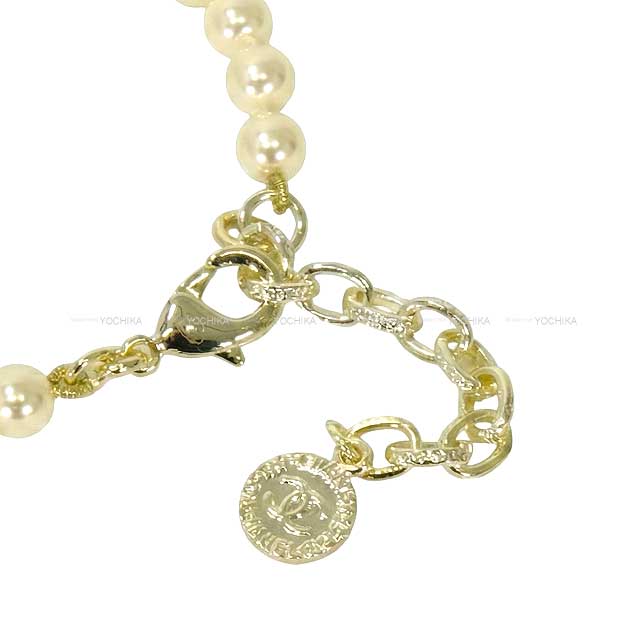 Centennial Anniversary CHANEL necklace COCO Mark Pearl Long Blanc (White) Fake Pearl Champagne Gold HW A64753[EXCELLENT][Authentic]