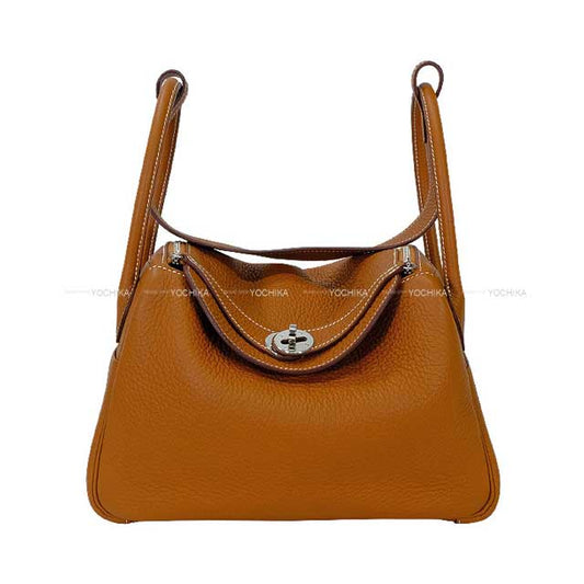 [Pre-loved] HERMES Shoulder bag Lindy 26 Gold Taurillon Clemence Silver HW Stamp U[LIKE NEW][Authentic]
