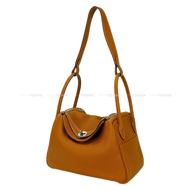 [Pre-loved] HERMES Shoulder bag Lindy 26 Gold Taurillon Clemence Silver HW Stamp U[LIKE NEW][Authentic]
