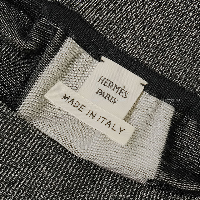 [Pre-loved] 2022AW HERMES skirt Ladies Le Tresorde Medor Rayure Twillaine Noir (Black) Silk100% #38[LIKE NEW][Authentic]