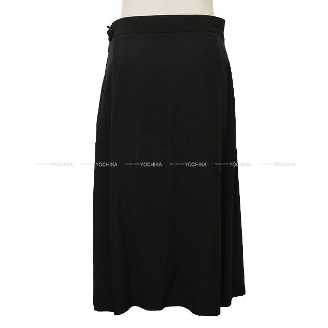 2023SS HERMES skirt Ladies Flared Chain with Charm Noir (Black) Silk100% #38 Silver HW[EXCELLENT][Authentic]