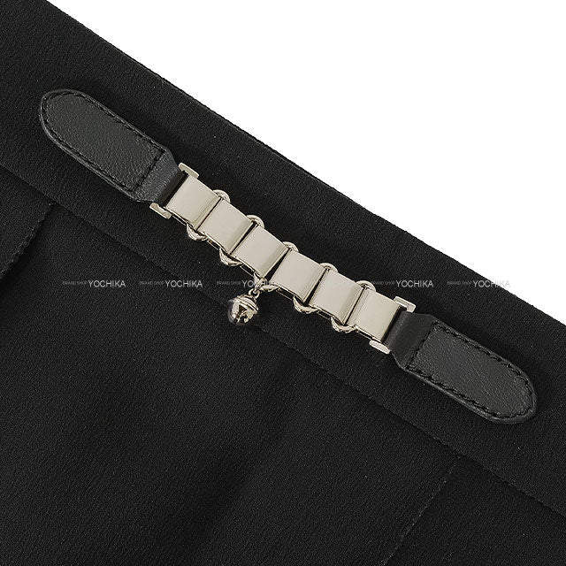 2023SS HERMES skirt Ladies Flared Chain with Charm Noir (Black) Silk100% #38 Silver HW[EXCELLENT][Authentic]