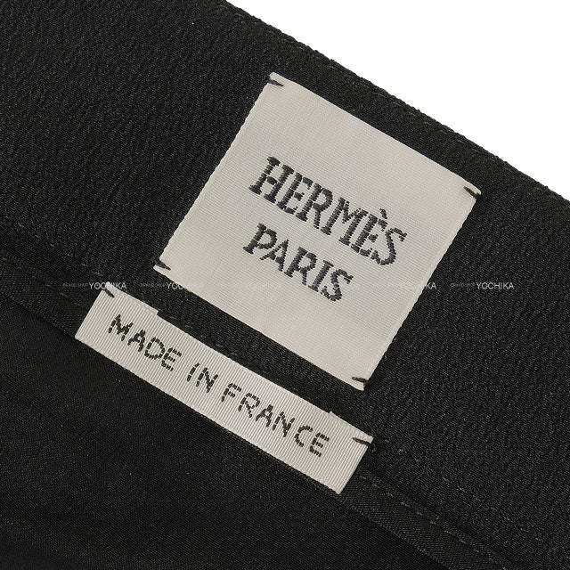 2023SS HERMES skirt Ladies Flared Chain with Charm Noir (Black) Silk100% #38 Silver HW[EXCELLENT][Authentic]