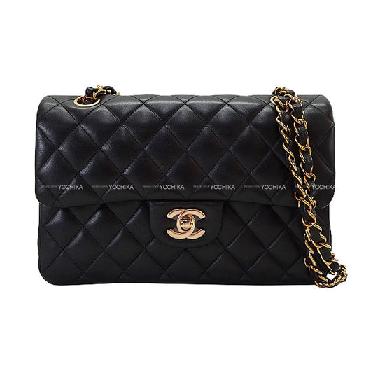 CHANEL Shoulder bag Chain Matelasse 23 W flap Noir (Black) pearly lambskin Rose Gold HW A01113[EXCELLENT][Authentic]