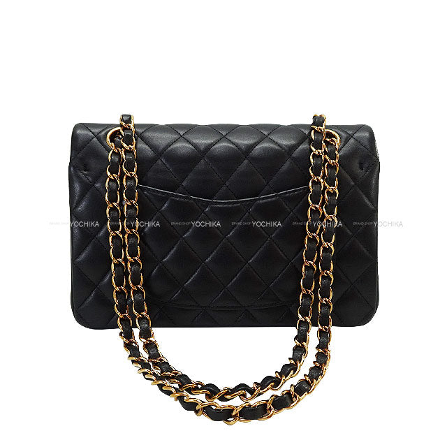 CHANEL Shoulder bag Chain Matelasse 23 W flap Noir (Black) pearly lambskin Rose Gold HW A01113[EXCELLENT][Authentic]